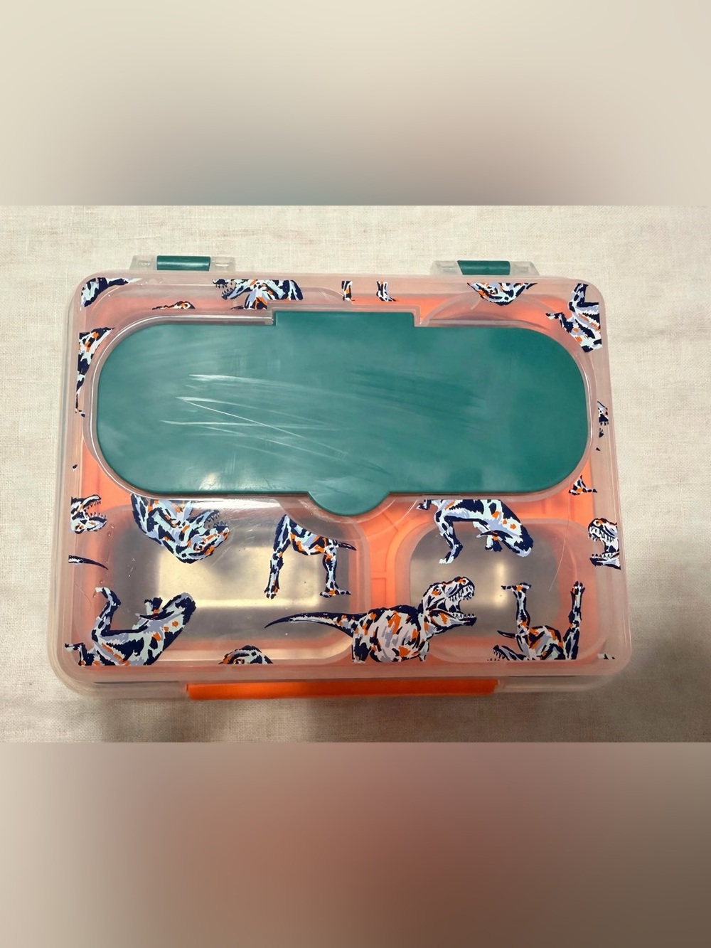 Cat & Jack Stainless Steel Bento Lunch Box Dinosaur 600ML 20.28oz With Utensils